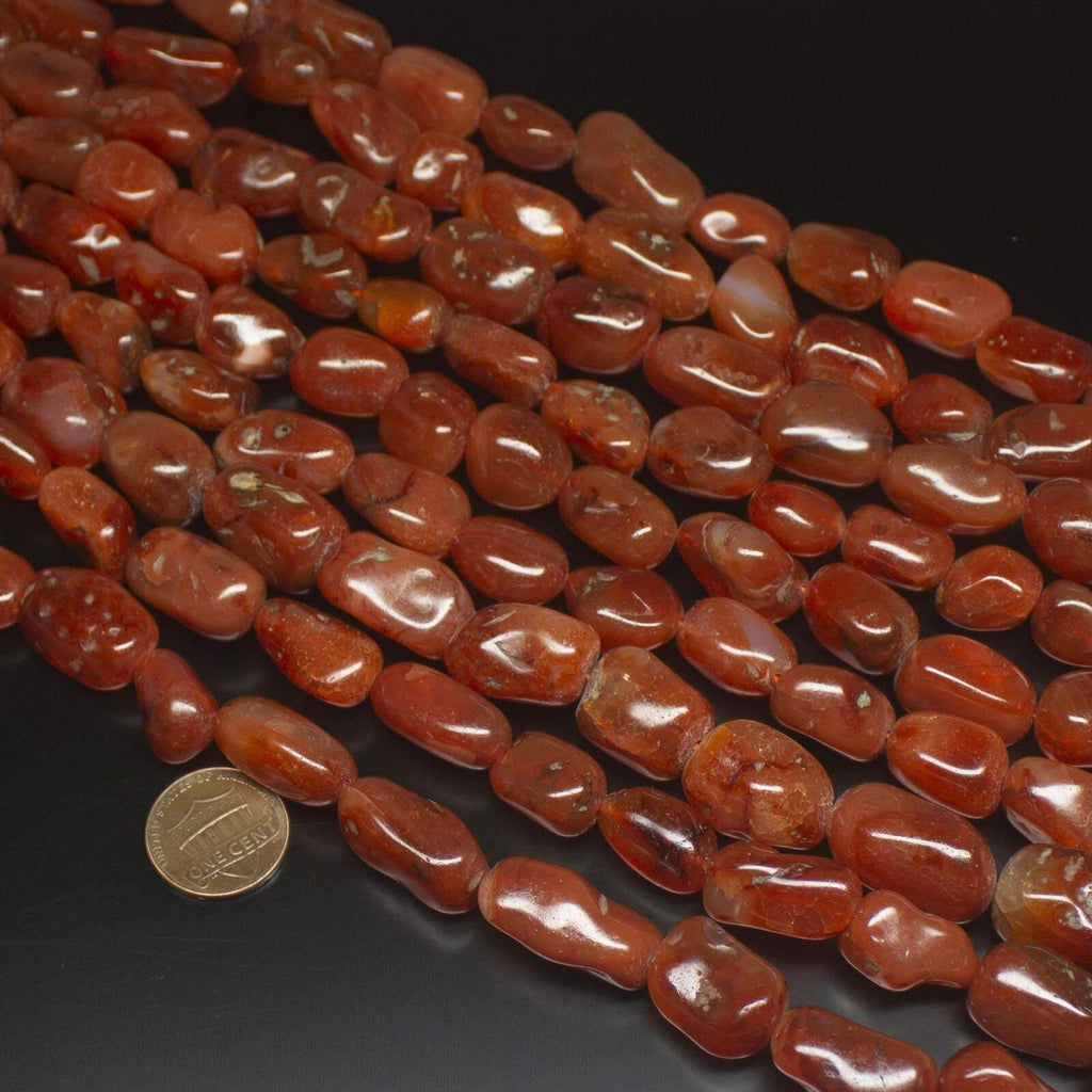 Natural Orange Carnelian Smooth Tumble Gemstone Beads Strand 15" 13mm 25mm - Jalvi & Co.