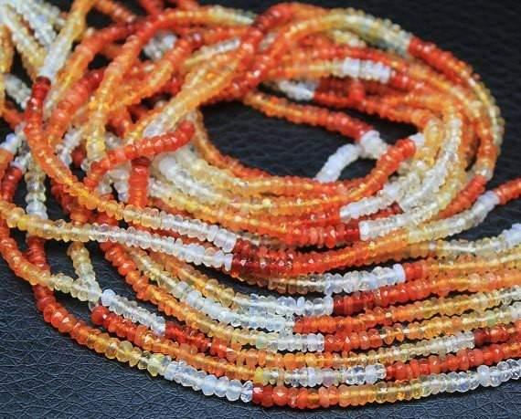 Natural Orange Mexican Opal Faceted Rondelle Beads 2.5mm 3mm 13inches - Jalvi & Co.