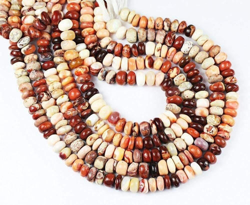 Natural Orange Mexican Opal Smooth Rondelle Beads 5mm 8.5mm 18inches - Jalvi & Co.