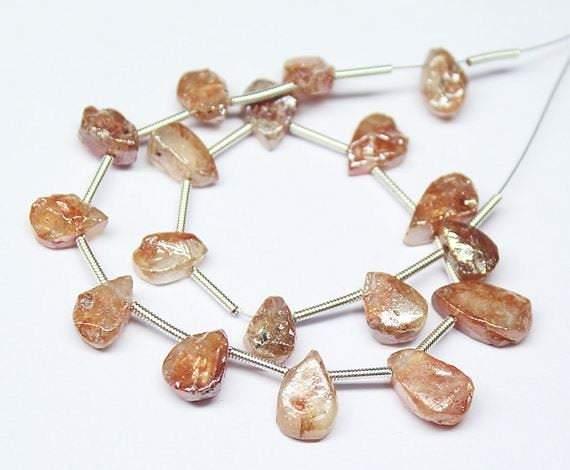 Natural Orange Silverite Smooth Pear Drop Gemstone Loose Bead Strand 8mm 12mm 8" - Jalvi & Co.