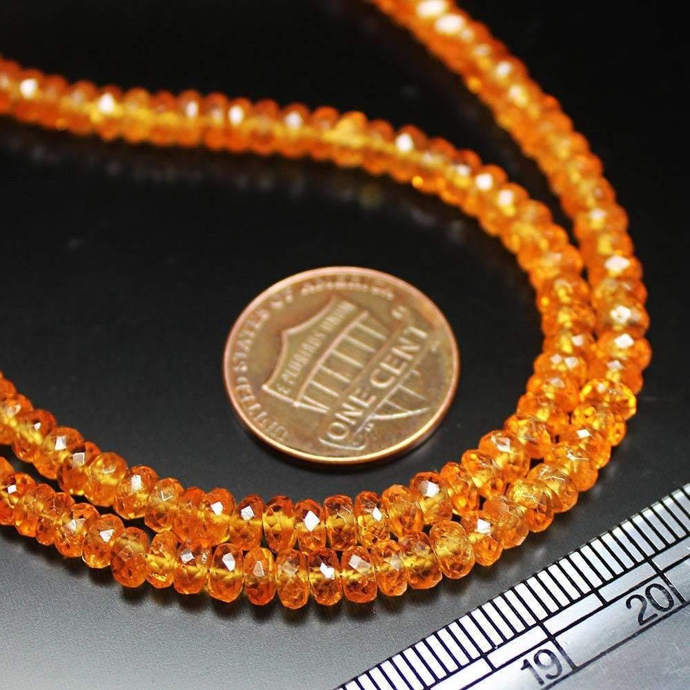 Natural Orange Spessartine Garnet Faceted Rondelle Beads 4mm 4.5mm 8inches - Jalvi & Co.