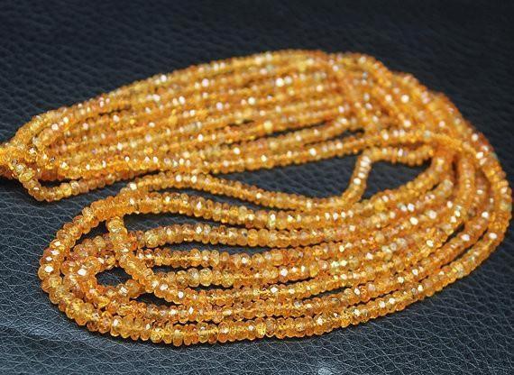 Natural Orange Spessartine Garnet Rondelle Faceted Beads Strand 8" 3mm 4.5mm - Jalvi & Co.