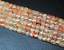 Load image into Gallery viewer, Natural Orange Strawberry Quartz Faceted Box Squre Beads 6mm 6.5mm 8inches - Jalvi &amp; Co.