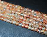 Natural Orange Strawberry Quartz Faceted Box Squre Beads 6mm 6.5mm 8inches