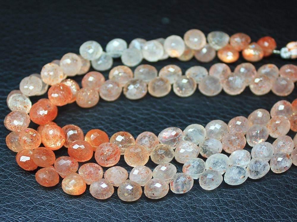 Natural Orange Strawberry Quartz Faceted Onion Drop Beads 6mm 7mm 8inches - Jalvi & Co.