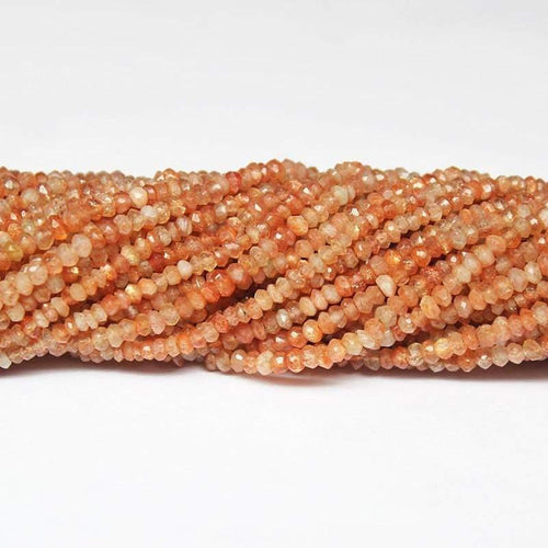 Natural Orange Sunstone Faceted Rondelle Beads 3mm 13inches - Jalvi & Co.