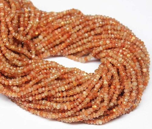 Natural Orange Sunstone Faceted Rondelle Beads 3mm 13inches - Jalvi & Co.
