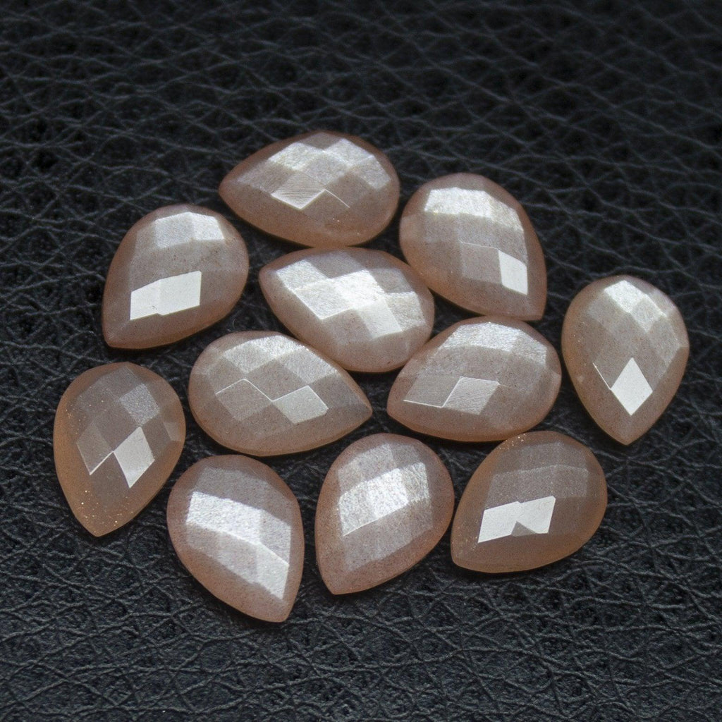 Natural Peach Moonstone Checker Cut Pear Drop Side Drill Loose Gemstone Beads 8pc 10x7mm - Jalvi & Co.