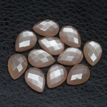 Load image into Gallery viewer, Natural Peach Moonstone Checker Cut Pear Drop Side Drill Loose Gemstone Beads 8pc 10x7mm - Jalvi &amp; Co.