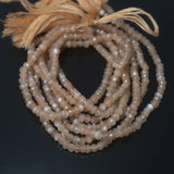 Natural Peach Moonstone Faceted Rondelle Beads 3.5mm 4mm 13inches