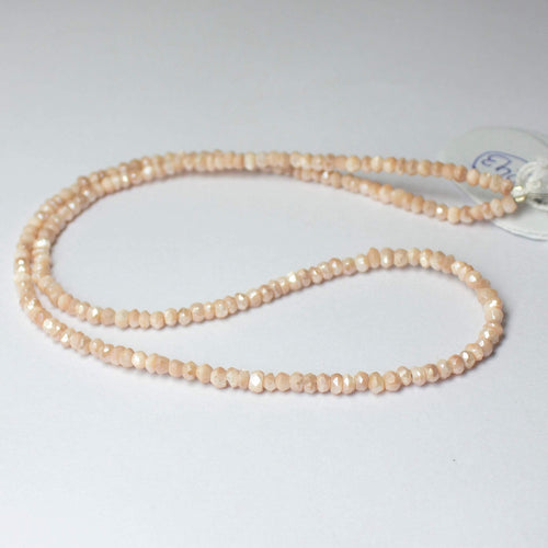 Natural Peach Moonstone Faceted Rondelle Beads 3.5mm 8inches - Jalvi & Co.