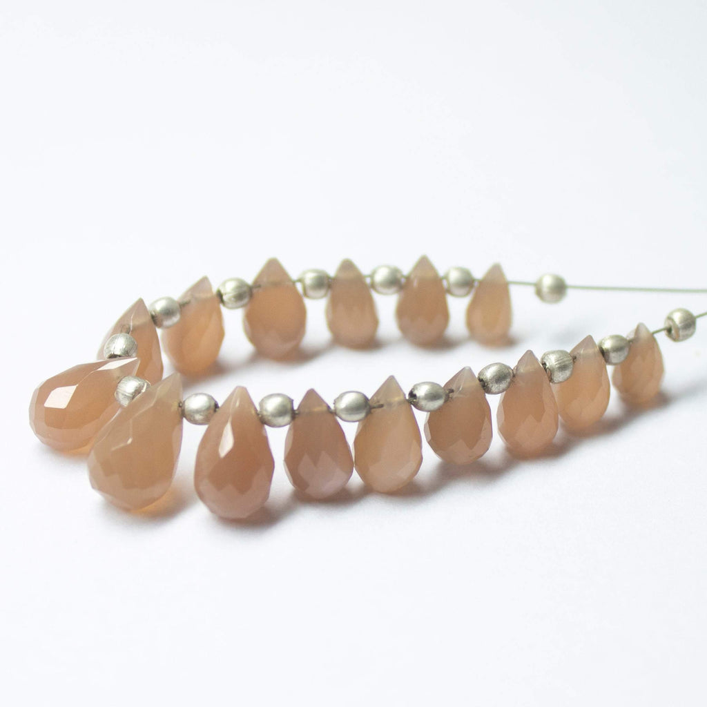 Natural Peach Moonstone Faceted Teardrop Beads 10mm 5mm 15pc - Jalvi & Co.