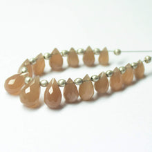 Load image into Gallery viewer, Natural Peach Moonstone Faceted Teardrop Beads 10mm 5mm 15pc - Jalvi &amp; Co.