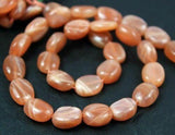 Natural Peach Moonstone Smooth Oval Spacer Gemstone Loose Beads 13