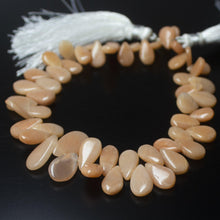 Load image into Gallery viewer, Natural Peach Moonstone Smooth Pear Drop Beads 9mm 14mm 8inches - Jalvi &amp; Co.