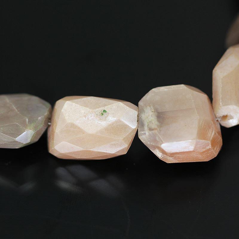 Natural Peach Moonstone Tumble Nugget Faceted Loose Gemstone Beads 15mm 20mm 4" - Jalvi & Co.