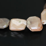 Natural Peach Moonstone Tumble Nugget Faceted Loose Gemstone Beads 15mm 20mm 4