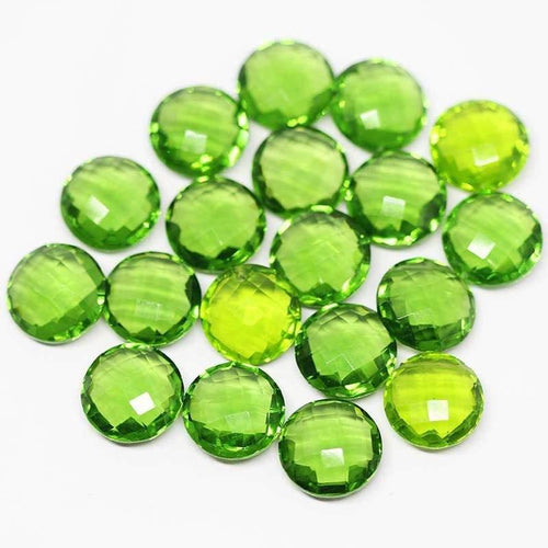 Natural Peridot Green Quartz Faceted Round Beads 10mm 10pc - Jalvi & Co.