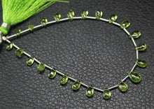 Load image into Gallery viewer, Natural Peridot Smooth Briolette Pear Drop Gemstone Loose Bead Strand 5mm 8mm 7&quot; - Jalvi &amp; Co.