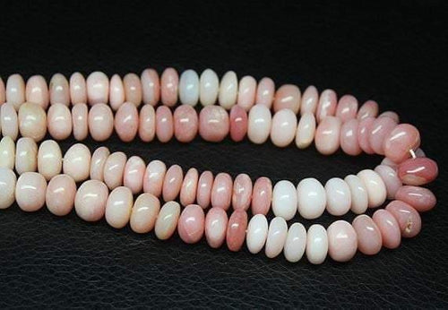 Natural Peruvian Pink Opal Smooth Rondelle Loose Gemstone Beads Strand 8