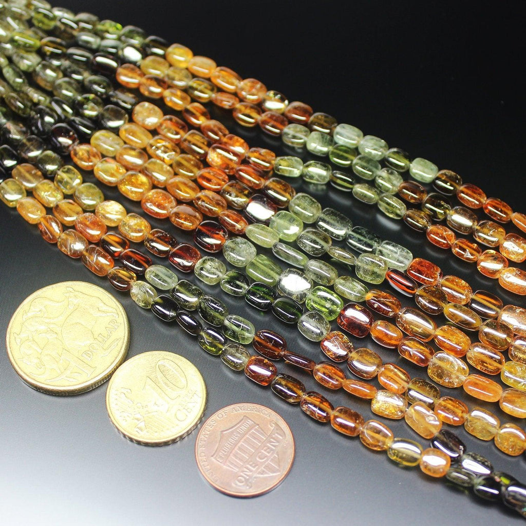 Natural Petro Multi Tourmaline Smooth Rectangle Chiclet Beads Strand 7mm 8" - Jalvi & Co.