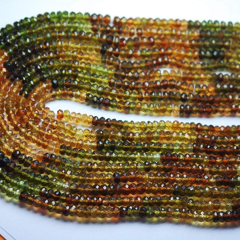 Natural Petrol Tourmaline Faceted Rondelle Loose Gemstone Beads Strand 4mm 14" - Jalvi & Co.
