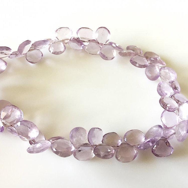 Natural Pink Amethyst Faceted Heart Briolette Loose Gemstone Beads 40pc 8mm - Jalvi & Co.