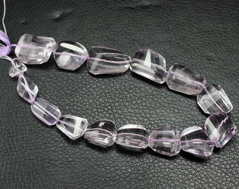 Natural Pink Amethyst Faceted Nugget Gemstone Tumble Beads Strand 10" 10mm 20mm - Jalvi & Co.