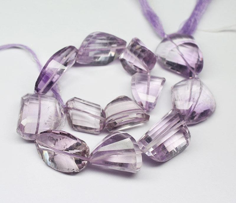 Natural Pink Amethyst Faceted Nugget Tumble Gemstone Beads Strand 17mm 25mm 10" - Jalvi & Co.