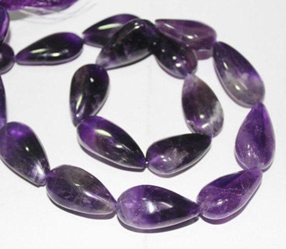 Natural Pink Amethyst Smooth Briolette Pear Gemstone Beads Strand 16" 17mm 13mm - Jalvi & Co.