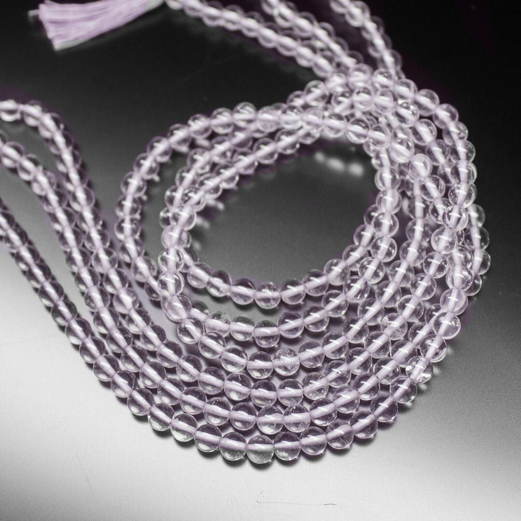 Natural Pink Amethyst Smooth Round Ball Gemstone Loose Spacer Beads 13" 4mm - Jalvi & Co.
