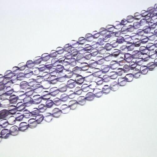 Natural Pink Amethyst Smooth Round Coin Gemstone Loose Beads Strand 14