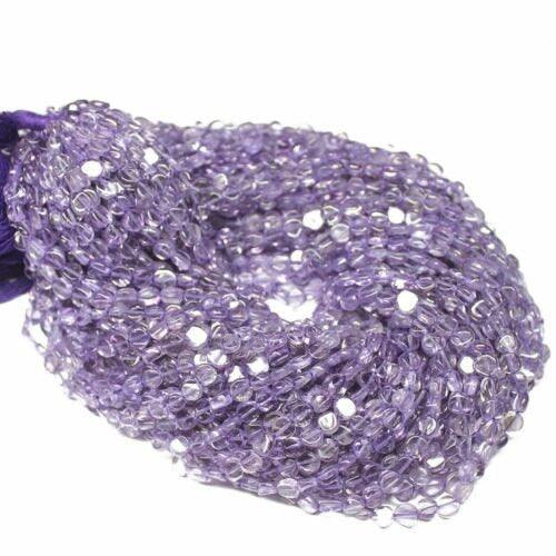 Natural Pink Amethyst Smooth Round Coin Gemstone Loose Beads Strand 14