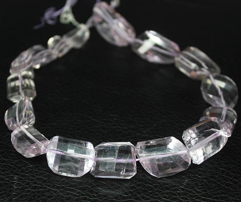 Natural Pink Amethyst Step Cut Faceted Tumble Nugget Beads Strand 11" 12.5mm 26m - Jalvi & Co.