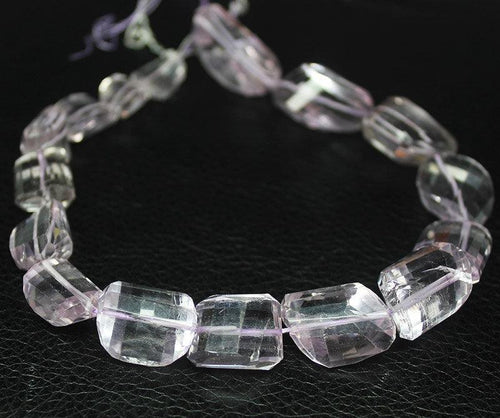 Natural Pink Amethyst Step Cut Faceted Tumble Nugget Beads Strand 11