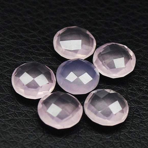 Natural Pink Chalcedony Faceted Coin Beads 10mm 4pc - Jalvi & Co.