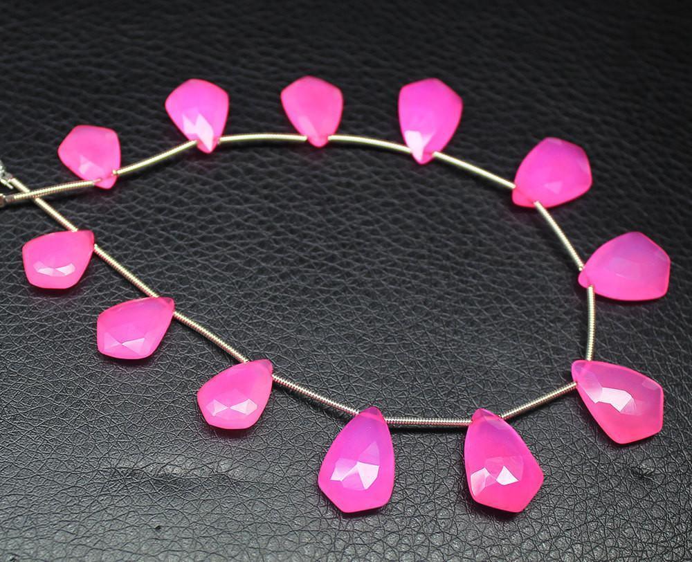 Natural Pink Chalcedony Faceted Fancy Drops Beads 15mm 18.5mm 7inches - Jalvi & Co.