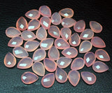 Natural Pink Chalcedony Faceted Pear Drop Beads 14x10mm 6 matching pair