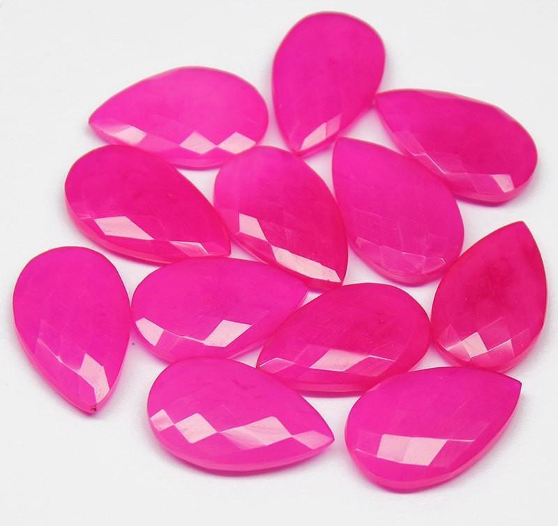 Natural Pink Chalcedony Faceted Pear Drops Briolette Beads 1 Pair 2pc 22x15mm - Jalvi & Co.