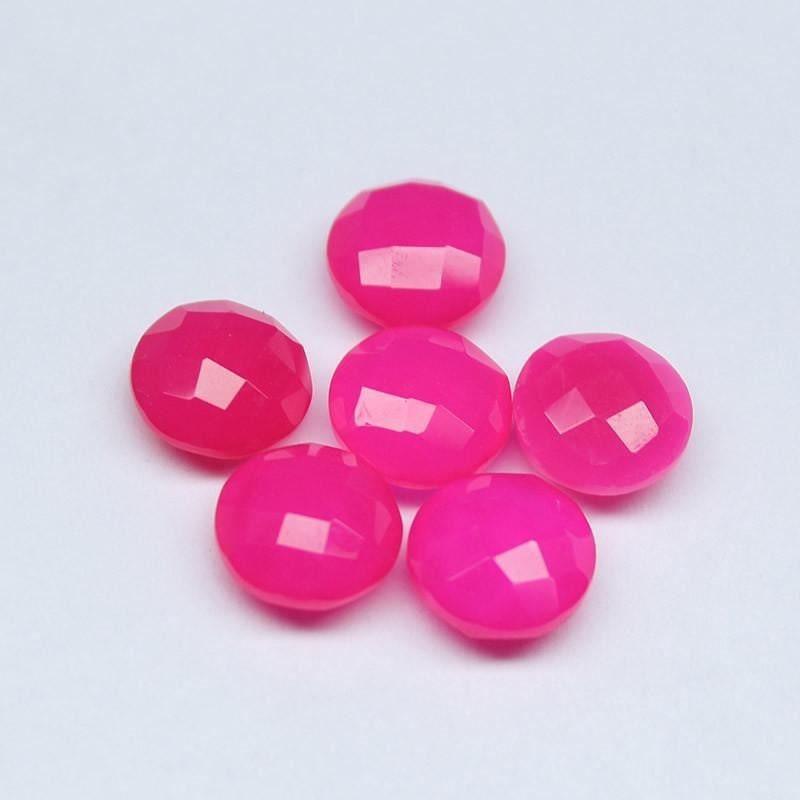 Natural Pink Chalcedony Faceted Round Loose Gemstone Beads 10pc 10mm - Jalvi & Co.