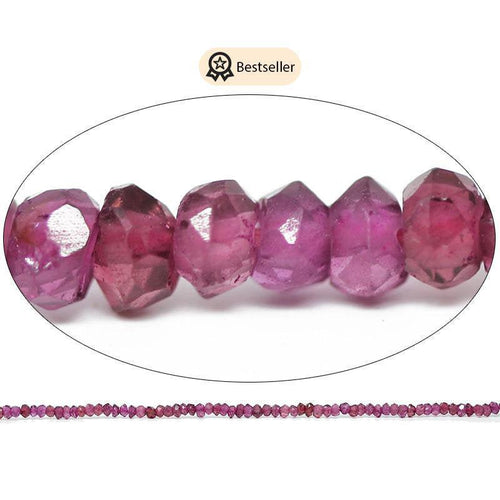 Natural Pink Garnet Faceted Rondelle Beads 3mm 13inches - Jalvi & Co.
