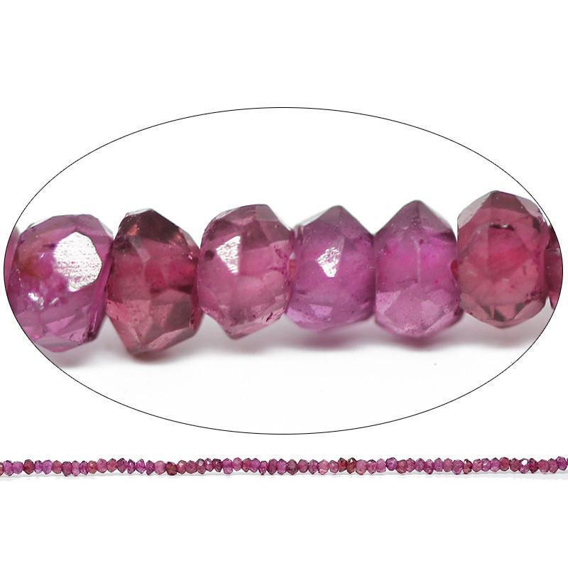 Natural Pink Garnet Faceted Rondelle Beads 3mm 13inches - Jalvi & Co.