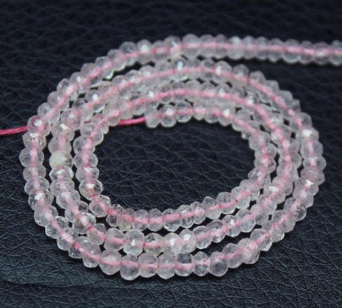 Natural Pink Morganite Faceted Rondelle Beads 4mm 13inches - Jalvi & Co.