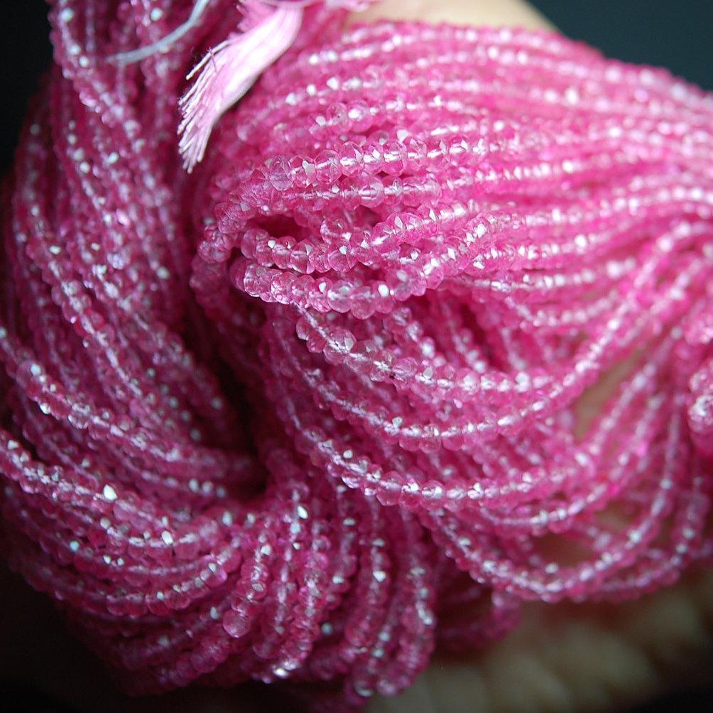 Natural Pink Mystic Topaz Faceted Rondelle Beads 3.5mm 13inches - Jalvi & Co.
