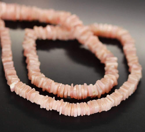 Natural Pink Opal Heishi Cube Square Smooth Gemstone Beads Strand 16