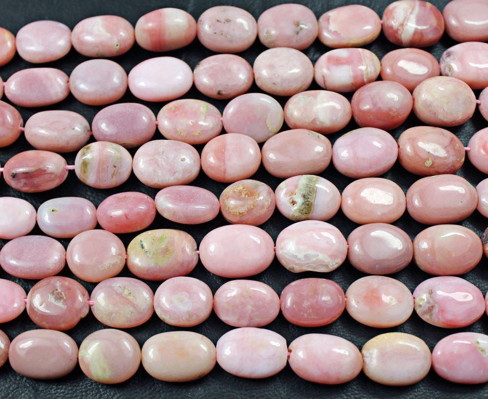 Natural Pink Opal Smooth Oval Finding Loose Gemstone Beads Strands 16mm 10mm 11" - Jalvi & Co.