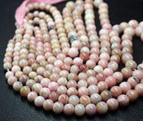 Natural Pink Opal Smooth Round Loose Gemstone Spacer Beads Strand 9