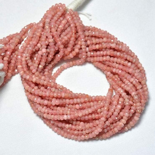 Natural Pink Rhodochrosite Faceted Rondelle Beads 3.5mm 13.5inches - Jalvi & Co.