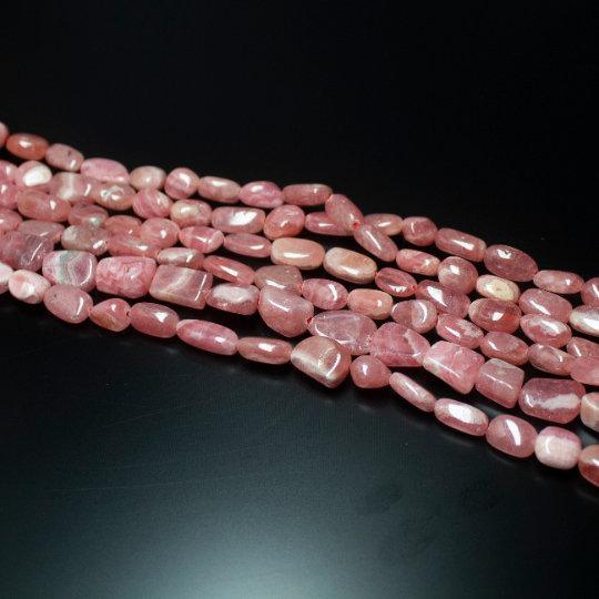 Natural Pink Rhodochrosite Smooth Nugget Beads 8mm 11mm 16inches - Jalvi & Co.