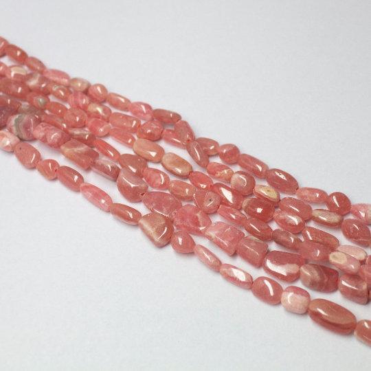 Natural Pink Rhodochrosite Smooth Nugget Beads 8mm 11mm 16inches - Jalvi & Co.